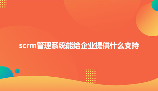 scrm管理系统能给企业提供什么支持