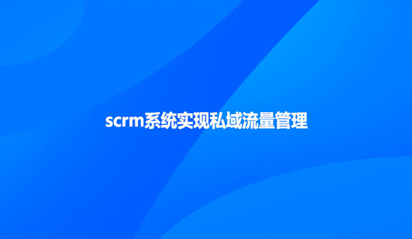 scrm系统实现私域流量管理！！！