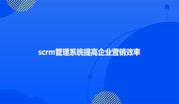 scrm管理系统提高企业营销效率